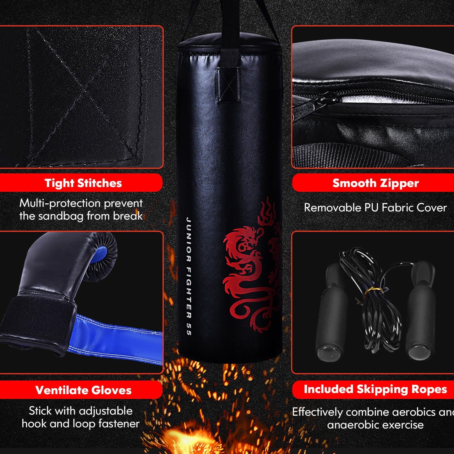 5 Pieces Kids Punching Bag Set Boxing Set with Gloves